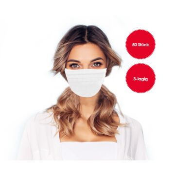 Face mask 3-ply EN14683 Type IIR 50 pieces white