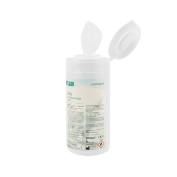 Disinfectant wipes in a tin